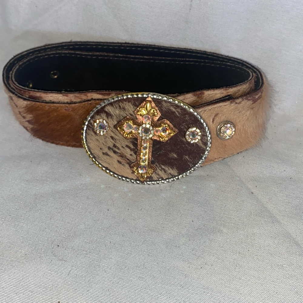 Michelle Monroe Mohair Belt with large embellished Diamond cross